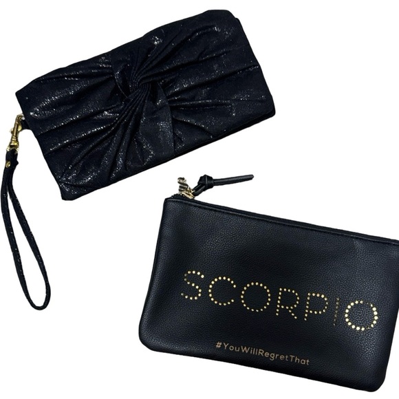 Sephora Black Glitter Wristlet & “Scorpio” Zodiac Pouch Set - Picture 1 of 7